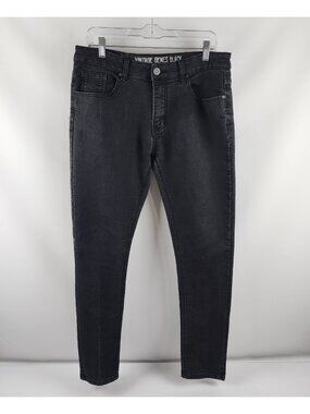 Vintage Genes Black Jeans Mens 34x29 Black Slim Fit Denim